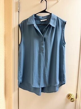 Ro & De Sleeveless Collared Blouse - Blue
